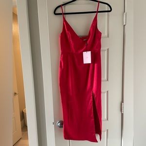 Red satin holiday dress